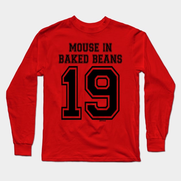 Mouse In Baked Beans Jersey (Black Version) Long Sleeve T-Shirt by Jan Grackle